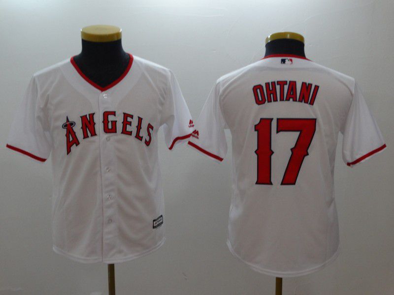 Youth Los Angeles Angels #17 Ohtani White MLB Jerseys